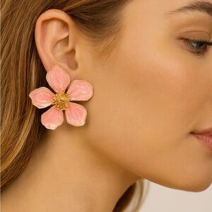 Windsor Pink Blossom Earrings with Gold Details